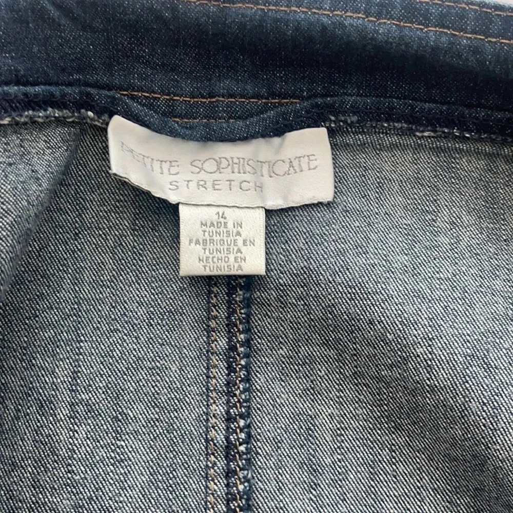 Petite Sophisticate Stretch Blue Denim Skirt size 14 - Picture 4 of 8